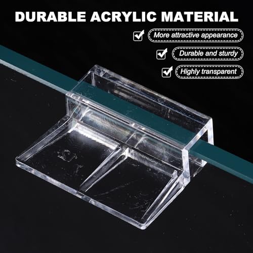 12 Pcs Aquarium Lid Clips, 6 mm Acrylic Aquarium Cover Bracket Fish Tank Lid Older Fish Tank Clip Transparent Easy to Clean, Intended for Rimless Aquariums Top Cover - size: 6 mm