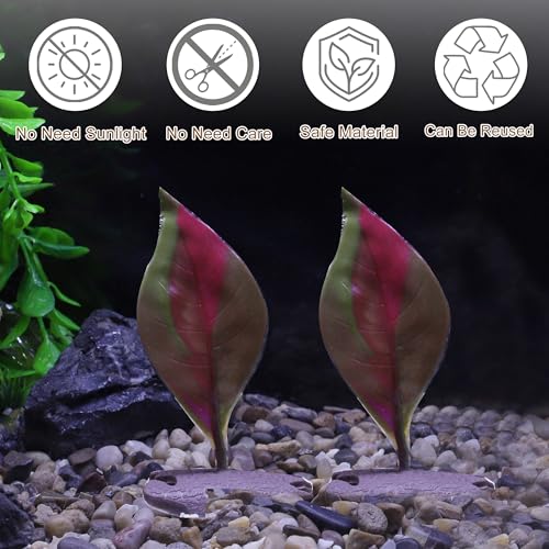 Betta Fish Bed, Betta Leaf Bed, Silicone Betta Hammock, Betta Hammock Pad with Suction Cup, Glowing Aquarium Decor Betta Fish Supplies, Red 2set