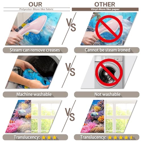 Fabric 7x5ft Under The Sea Photography Backdrop Ocean Underwater World Animals Tropical Fish Dolphin Turtle Mermaid Sunlight Background Kids Party Decorations Photo Props - size: 7'x5'