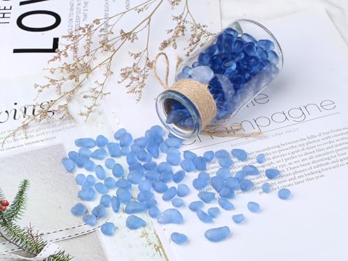YATOJUZI Aquarium Gravel Fish Tank Rocks 0.85lb Sea Glass Stones for Crafts Decorative Frosted Glass Pebbles for Aquarium Fish Tank Vase Filler DIY Home Decor (Light Blue) - color: Light Blue