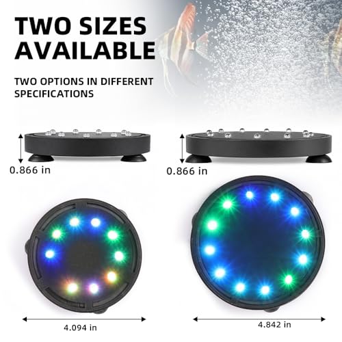 Fish Tank Bubbler with Multi-Colored Aquarium LED Light & Air Stones for Aquarium Decoration Oxygenation - size: 9 LEDs Light
