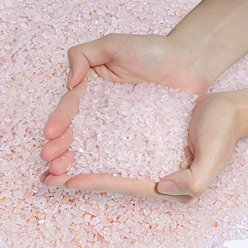 T4U Tumbled Chips Stones Crushed Crystal Quartz 1 LB, Irregular Shaped Gravel Pebble Healing Stone, DIY Smoothed Rocks for Potted Plant,Resin Art,Vase Fillers Aquarium Gravel Rocks (Light Rose) - color: #2 - Rose, size: 1 LB