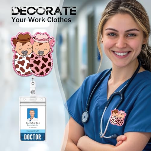 Cute Labor and Delivery Badge Reel, OBGYN Pediatric Nurse Badge Holder Retractable Cowboy Baby ID Clip for RN Hospital Nurse Nursing Medical Assistant Worker - color: Cowboy Baby