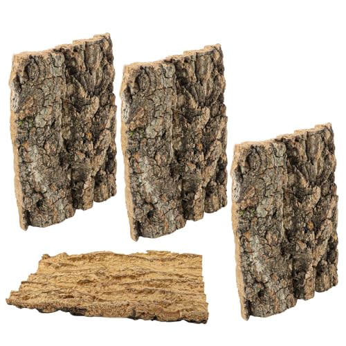 4Pcs Reptile Bark Decor Wood, Natural Cork Bark Tube Decor, Wood Bark Terrarium for Reptiles, Random Shape Random Size