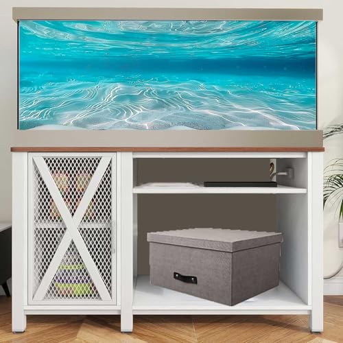 Undersea Theme Aquarium Background, Teal Ocean Floor Tropical Tank Fish Tank Backdrop Decor, Polyester Fabric with 6 EVA Double-Sided Tapes 48x24 inches/120x60 - color: Teal, size: 48"L x 24"W