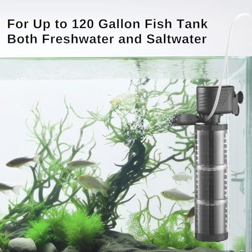 SainSmart XpertMatic 3 Stages 475 GPH Aquarium Filter for Up to 120 Gallon Fish Tank, Modern Style, Black ABS Material, Aquarium Filter, Pond Filter - size: 25W(475GPH) Up to 120 Gallon