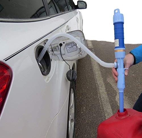 2 Pack Battery Powered Water Diesel Gas Oil Transfer Pump Portable Hand Held Electric Plastic Liquid Pumping Manual Sucker Pump for Fuel,Oil,Water,Gas,Fish Tank (2 Pack Blue)