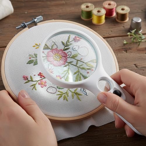 Magnifying Glass with Light 3X 45X Handheld Magnifier 3 LED Light Magnifying Glass for Reading Small Prints Reading Inspection Jewellery Hobbies Crafts (White) - color: White