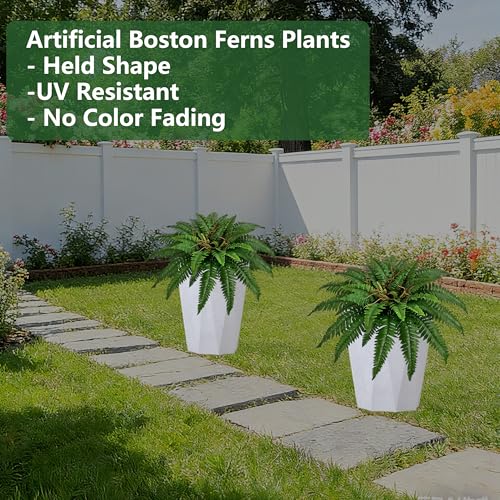 36In Artificial Boston Ferns Bush, Set of 2 Large Faux Ferns Plants, 39 Branches Fake Ferns Vines for Home Living Room Decor, Indoor and Outdoor - size: 2 PCS-36"