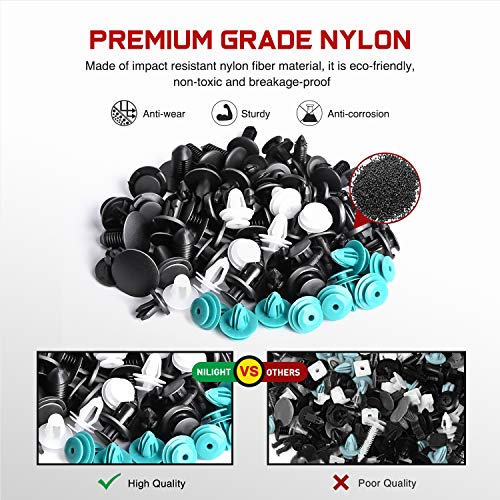 Nilight 360Pcs Car Retainer Clips Fastener Remover Kit - 18 Most Popular Sizes Auto Push Pin Rivets for Benz BMW Toyota Honda Subaru Nissan Mazda - color: 360PCS Clips + Remover