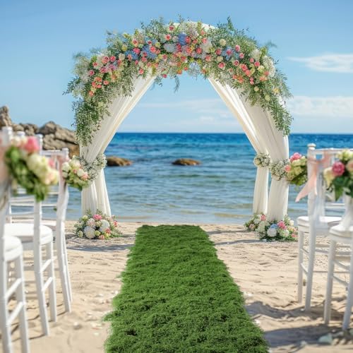 Zeyune 6 Pcs Artificial Moss Table Runner for Wonderland Tea Party Decoration 12 x 71'' Fake Moss Sheet Roll Waterproof for Enchanted Forest Fairy Decor Holiday Garden Wedding Birthday (Green) - color: Green