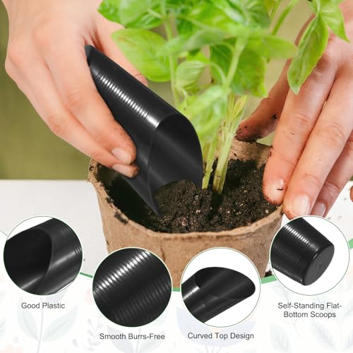 M METERXITY 6-Pack Bonsai Soil Scoops, Plastic Garden Soil Scoops Bucket Shovel Potting Scoopers for Transplanting/Flower/Plant Succulent, Colorful Small Gardening Tools [Green, Pink, Black] - color: Green, Pink, Black