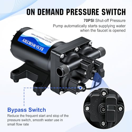 ECO-WORTHY 110V AC Fresh Transfer Diaphragm Water Pump On Demand 5.5GPM 70PSI High Pressure Water Booster Pump 110 Volt with Pressure Switch for Irrigation Garden Hose Sprinkler Home RV - size: 5.5GPM-70PSI-110V-Standard Package