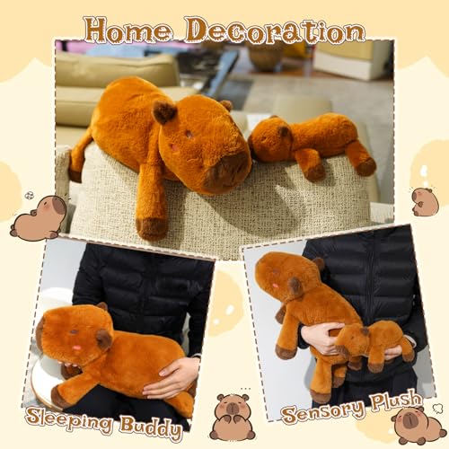 Weighted Capybara Plush - 10” 0.8lbs Soft Capybara Weighted Stuffed Animal, Cute Huggable Weighted Plushie Toy for Girls, Boys & Kids, Kawaii Birthday Gifts - color: Brown, size: ['10 inches (25 cm)']