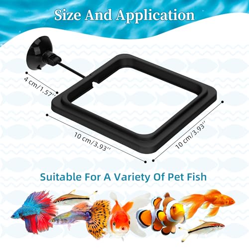 DaToo Fish Feeding Ring Aquarium Square Floating Food Feeder Circle with Strong Suction Cup Fish Tank Feeding Ring for Betta Goldfish Guppy