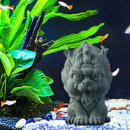 livelyfish Feng Shui Guardian Chi Lin/Kylin/Qi Lin Statue Sandstone Figurine Wealth Good Luck Sculpture Chinese Decor for Fish Tank Aquarium Garden & Patio Micro Yard Bonsai Decoration (S) - size: Small