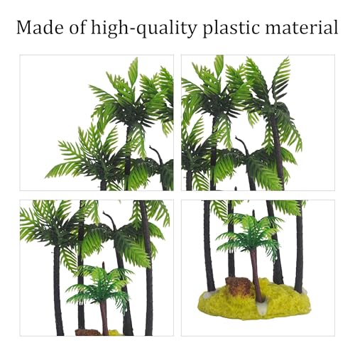 6 Inches Tall Palm Tree Artificial Aquarium Plants, Plastic Fish Tank Decorations for Freshwater and Saltwater Tanks - color: Green Yellow, size: 6 Inches