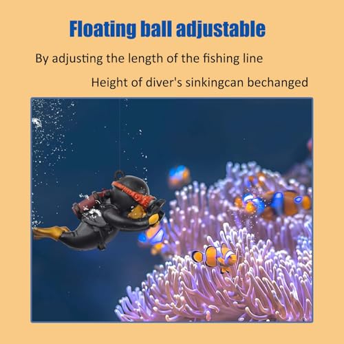 2-Pack Tank Decorations, Cute Little Diver, Aquarium Decoration Accessories Ornaments with Float Ball, Playmate for Tank Suitable for All Kinds of Fish and Tanks (Black) - color: Black