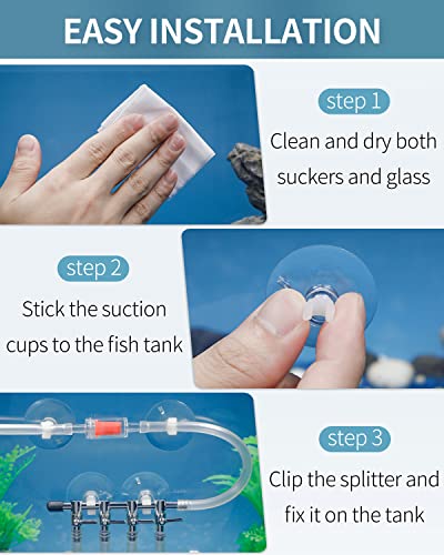 Pawfly 4-Way Aquarium Air Flow Control Lever Valve Manifold for Air Pumps Fish Tank Multi-port Distributor Splitter with 1 Non-return Check Valve and 6 Suction Cup Clips - color: 4-Way
