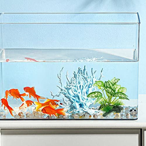 WishLotus Aquarium Plant Decoration, Plastic Artificial Plant Reptile Fish Tank Landscaping Water Plants Decoration with Sturdy Resin Base for Fish Tank/Aquarium Landscape Decoration (1, Green)