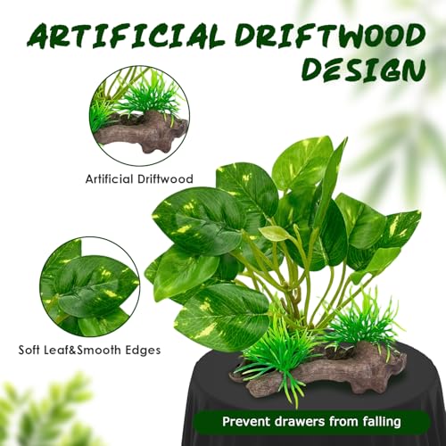 Silk Aquarium Plants Decor, 4PCS Realistic Fish Tank Plants Set with 1 Large 1 Medium 2 Small Artificial Underwater Weeds, Soft Betta Fish Tank Decorations for Aquascaping & Reptile Habitat