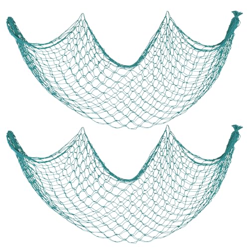Decorative Fishing Net 2 Pack, 5x10 ft Large Aqua Fish Net Decor for Wall, Photo Display, Nautical Mermaid Pirate Ocean Themed Beach Hawaii Under the Sea Party Decorations - color: Aqua, size: X Large-5x10 Ft