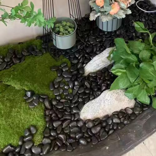 YISZM 40lbs Large River Rocks for Landscaping, 3-4" Black Pebbles for Garden Design, Hand-Picked Smooth Stones for Fish Tank, Flower Pots, Indoor Water Fountains, Pathways, Backyard - color: Black, size: 40 Pounds