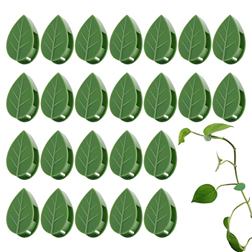 LUCKJUJU 40 Pcs Plant Climbing Wall Fixture Clips Self-Adhesive Hook Vines Traction Clips Invisible Holder Garden Green Leaf Simulation Self-Adhesive Hook Wire Fixing Supporting - color: 40Pcs-Leaf Shaped