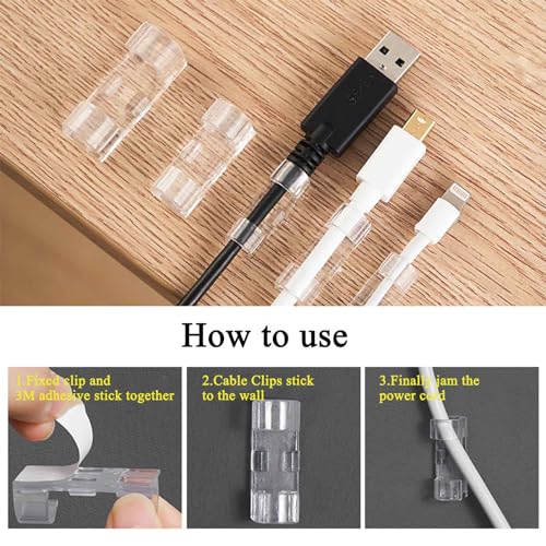 40 PCS Cable Clips Black (Small & Large),Adhesive Cable Clips for Wall,Finisher Wire Clamp for TV PC Laptop,Cable Management Clips Outdoor Light Clips - color: 40PC Black