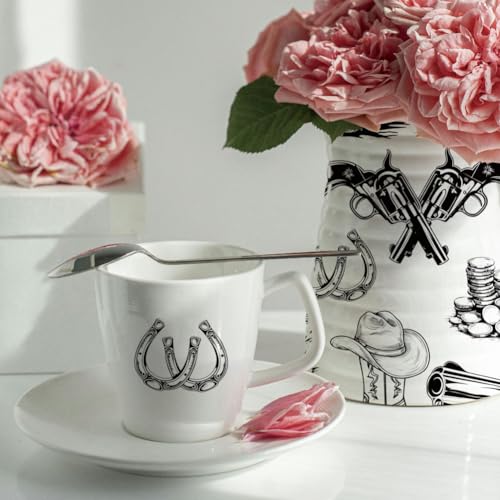 SUPERDANT 4PCS Western Style Underglaze Paper Transfer Cowboy Cactus Transfer Paper for Clay Ceramic Porcelain Under Glaze Transfers for Pottery Enamel Decals Black Underglaze Decal Papers - style: Western Cowboy