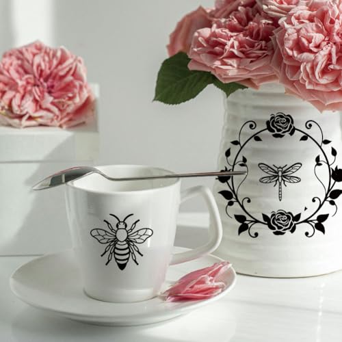 SUPERDANT 4PCS Border Underglaze Paper Transfer Flowers Wreath Transfer Papers for Clay Ceramic Porcelain Under Glaze Transfers for Pottery Enamel Decals Black Underglaze Decal Handcrafted Gifts - style: Flowers Border