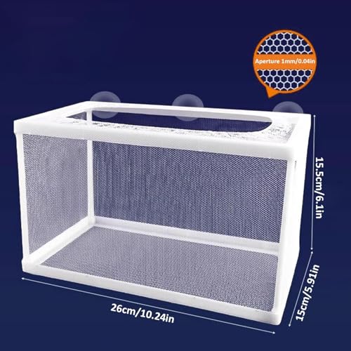 Hatchery Net Box – White Nylon Isolation Chamber, Breeding Container for Aquatic Fry, Tank Divider with Suction Cups | Secure Separation Setup Supporting Safe Growth Inside Aquarium Environments - size: Large
