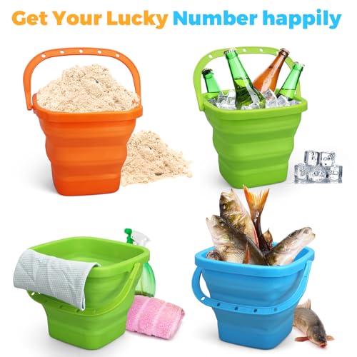 Foldable Beach Bucket, Large Silicone Pail Bucket Sand Buckets Collapsible Bucket, Sand Beach Toys for Kids Adults Beach Play Camping Gear Water Food Jug, Dog Bowls, Camping