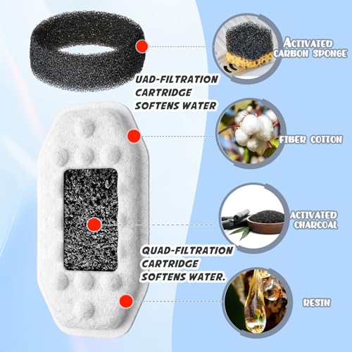 Lewtemi 40 Pack Cat Water Fountain Filter Pre-filter Sponges Set for Stainless Steel 3.2l/108oz 20 Pet Fountain Replacement Filters 20 Pre-filter Sponges for Cat Dog Water Fountains Filter Replacement