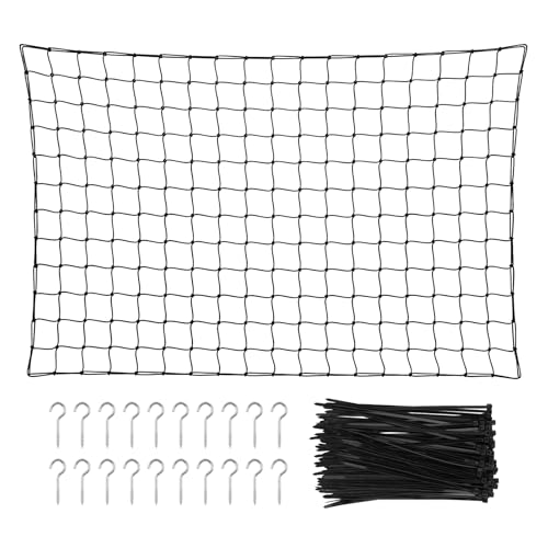 Pool Float Storage Net Extra Large 78.7 x 44.5 in, Hanging Elastic Mesh Fence Organizer with 20 Hooks and 100 Ties, For Rafts Noodles Inflatables and Swim Gear