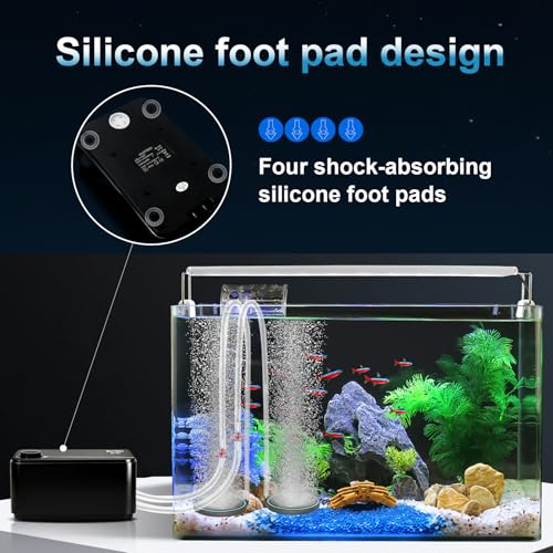 Aquarium Ultra-Quiet Air Pump - Adjustable Fish Tank Aerator with Dual Outlet Pump, 8w 8L/min Oxygen Pump for 20-600 Gallon Tank (Only Air Pump) - color: Black-K3 8W