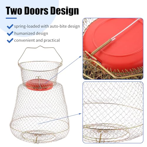 Floatable Galvanized Steel Wire Fish Baskets, Collapsible Floatable Wire Fish Baskets,Portable Fishing Basket Fishing Net Cage (1)