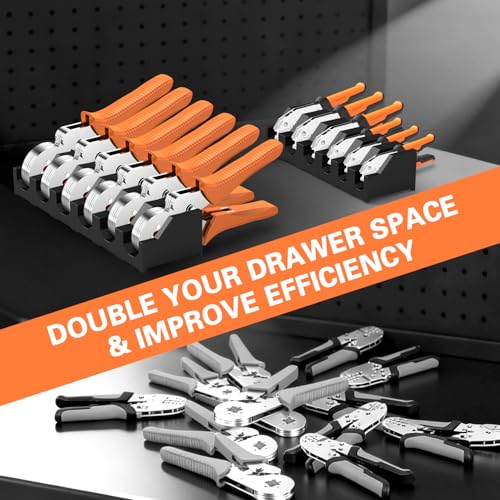 Magnetic Plier Organizer - Expandable Multiple Spacing Modular Tool Box Organizers, Tool Drawer Organizer, Tool Storage, Plier Rack - 12 Holders