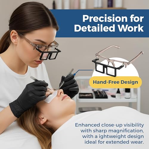 Telesight Half Frame #45. Jewelers Glasses, Magnifying Headset, Lightweight, Available in 3 Powers, Headband Magnifier, Perfect Jewelers Vision Glasses and Lash Magnifier - Blue - color: Blue, size: TLA-45 2.25X