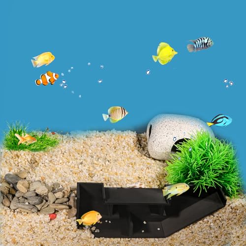 Aquarium Undergravel Fish Tunnel Cave Tunnel Fish Hide Fish Cave Corner Fish Tank Decorations Under Gravel Viewing Tunnel Fish Cave for Aquarium Hideout (Black,Style 6) - color: Black, style: Style 6