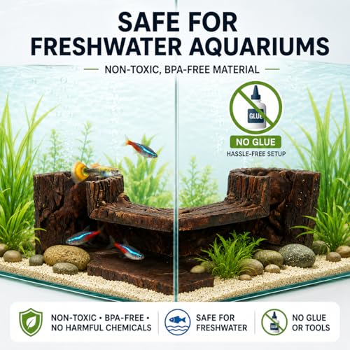 Aquarium Corner Hide Cave – Safe Resin Fish Shelter for Stress Reduction, BPA-Free Tank Decoration, 5.1”x2.7”x1.7” Ideal for Betta, Shrimp & Small Tropical Fish
