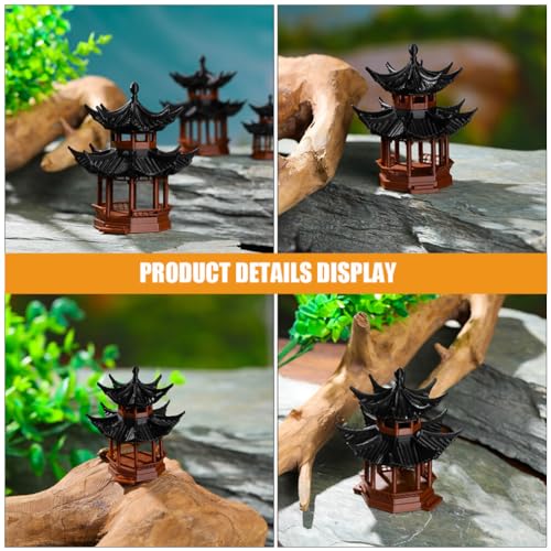 GANAZONO Miniature Rockery Pavilion Ornament 1.77 Inch Zen Garden Accessory for Aquarium Fish Tank and Bonsai Landscape Decoration - size: 8.50X7.20X7.20CM