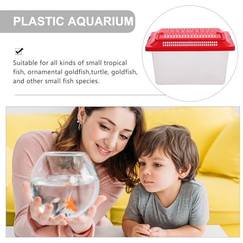 ERINGOGO Portable Fish Tank and Turtle Habitat Breeding Box, Pp Plastic Handheld Aquarium, Impact-Resistant 18x11x11cm for Small Pets and Reptiles Transportation