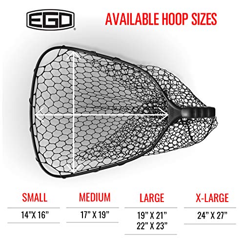Ego S1 Slider Fishing Net, Ultimate Fishermen’s Tool Fixed Handle, Replaceable Head, Salt & Freshwater, 17x19 Inch Hoop - color: Blue/Black, size: Clear Rubber Mesh
