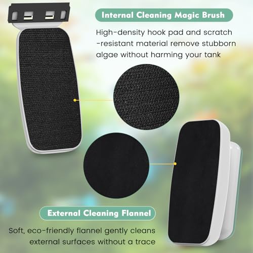 AQQA Aquarium Magnet Glass Cleaner - Enhanced Magnetic Fish Tank Cleaner with 2 Types of Blades, Self-Floating Aquarium Glass Scrubber Algae Scrapers for up 0.32" Thick Glass/Acrylic Aquariums (S) - size: S for less than 0.32" (8mm) thickness