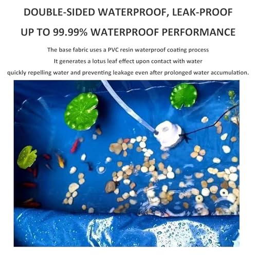 Foldable Canvas Fish Pond Tank, Above Ground Fish Pond Koi Goldfish Turtle Breeding Pool, Portable Indoor Outdoor Aquarium, Ornamental Water Storage Tank with Metal Frame & Drain Valve - size: 1.5x1.5x1m