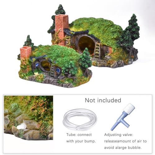 fazhongfa Aquarium Decorations Castle Fish Tank Décor Thematic Ornaments (Hobbit-Small) - size: Hobbit-Small