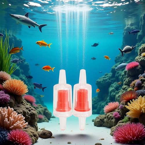 2Pcs Red Backflow Prevention Valve Aquarium Check Bubble Air Pump Valve for Fish Tank Aquarium Air Pump Accessories