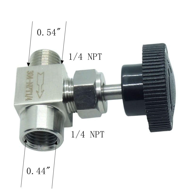 1 Piece Stainless Steel 304 Instrument Gas Needle Valve 1/4" NPT Male x 1/4 NPT Female - size: Straight 1/4" NPT M x F