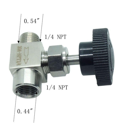 1 Piece Stainless Steel 304 Instrument Gas Needle Valve 1/4" NPT Male x 1/4 NPT Female - size: Straight 1/4" NPT M x F